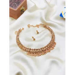 Elegant Gold-Plated Necklace & Earrings Set – Traditional Bridal Jewelry Elegant Gold-Plated Necklace & Earrings Set – Traditional Bridal Jewelry