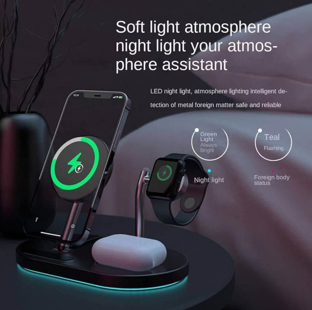 3 in 1 wireless charging station metal