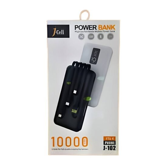 J Cell 10000mAh Power Bank – 4-in-1 Portable Charger for All Devices, Original and Compact Design
