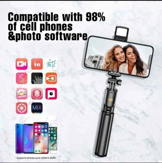 R1s Bluetooth Selfie Stick Tripod with Remote Control | 360° Foldable Selfie Rod for Phone & Action