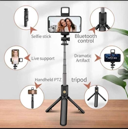 R1s Bluetooth Selfie Stick Tripod with Remote Control | 360° Foldable Selfie Rod for Phone & Action