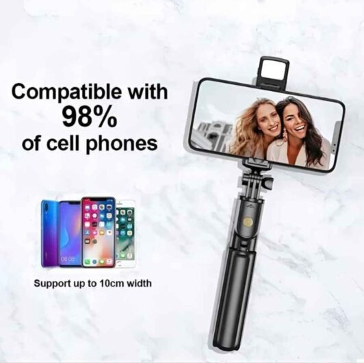 R1s Bluetooth Selfie Stick Tripod with Remote Control | 360° Foldable Selfie Rod for Phone & Action